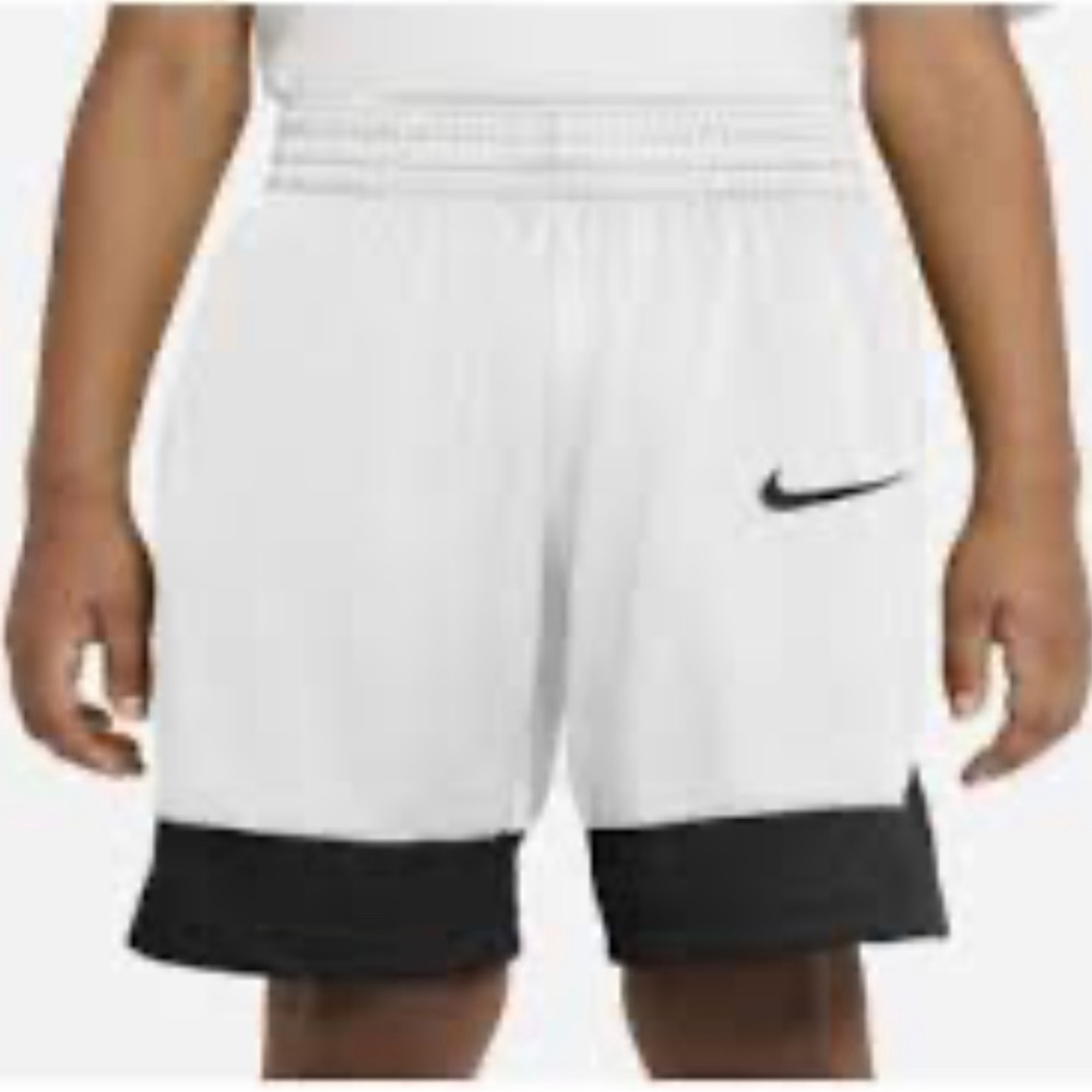 Nike Boy’s Dri-Fit Athletic Shorts in White and Black| Size: S (8)